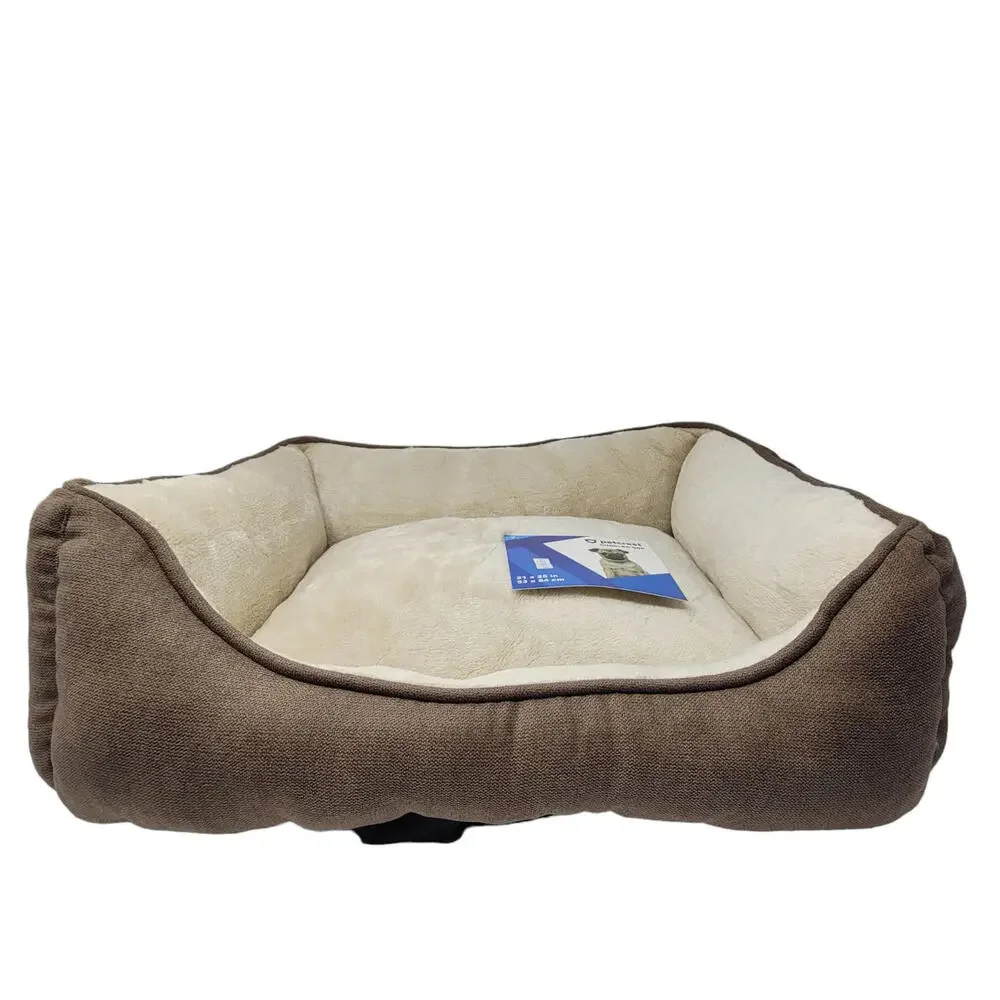 Petcrest Plush Cuddler Bed for Dogs & Cats Brown 25